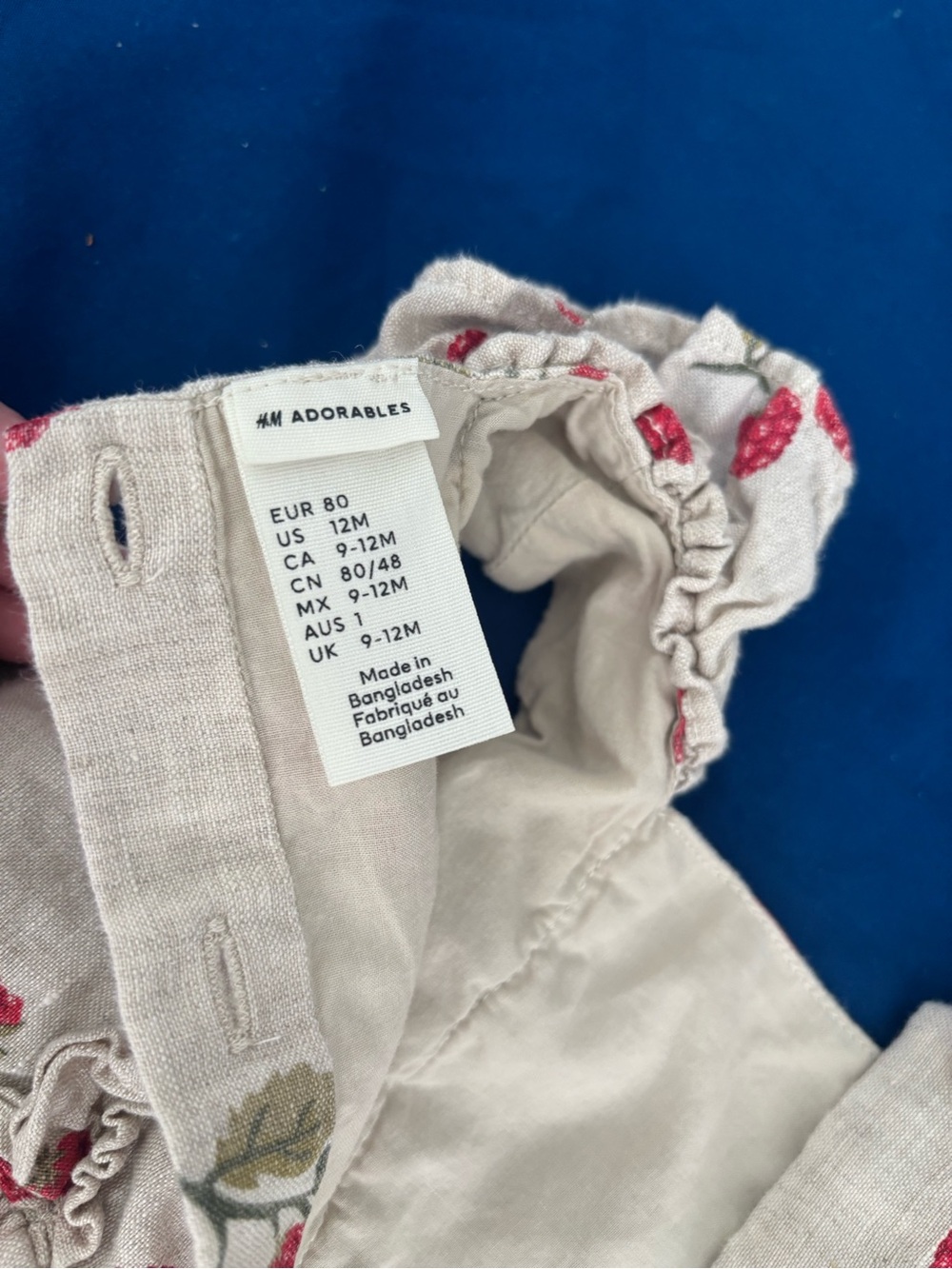 100 Linen Baby Romper with Raspberry Print - Picture 5 of 6